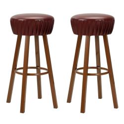 Lot de deux tabourets de bar design chaise si&egrave;ge synth&eacute;tique marron 1202068
