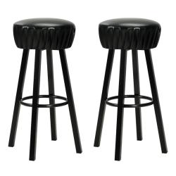 Lot de deux tabourets de bar design chaise si&egrave;ge synth&eacute;tique noir 1202106