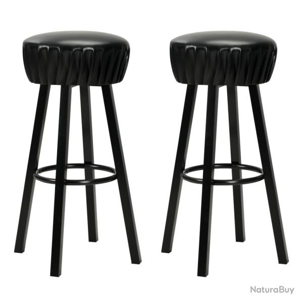 Lot de deux tabourets de bar design chaise si�ge synth�tique noir 1202106