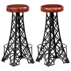 Lot de deux tabourets de bar design chaise si&egrave;ge synth&eacute;tique marron 1202122