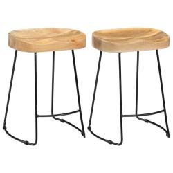 Lot de deux tabourets de bar design chaise si&egrave;ge bois de manguier solide 1202098