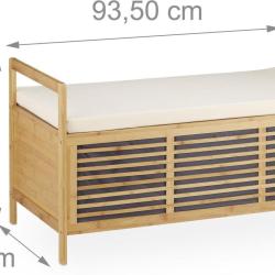Banc de rangement en bois de noyer banquette assise coffre de rangement meuble &agrave; chaussure avec cou