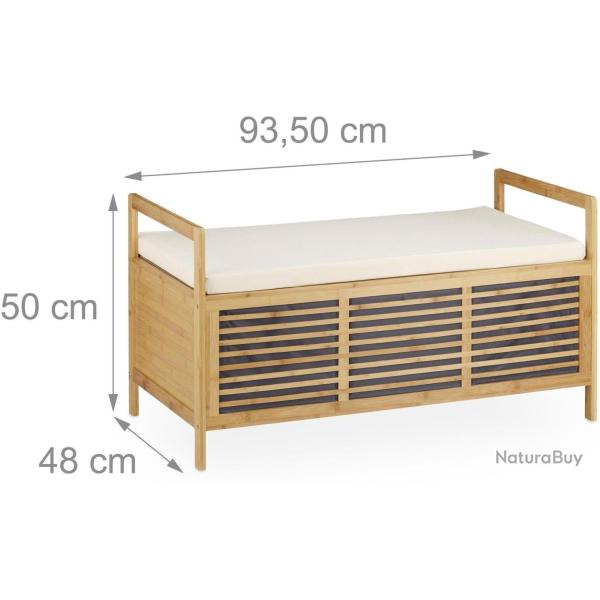 Banc de rangement en bois de noyer banquette assise coffre de rangement meuble � chaussure avec cou