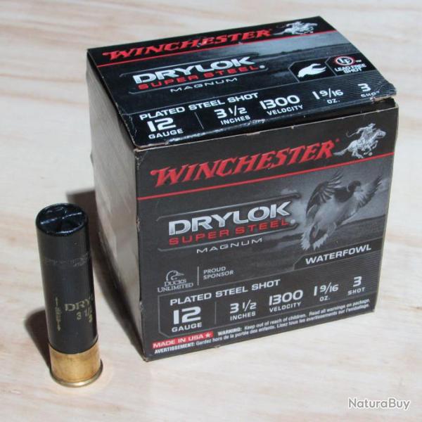Cartouches WINCHESTER DRYLOK Super Steel, calibre 12/89, N�3, 1300 velocity