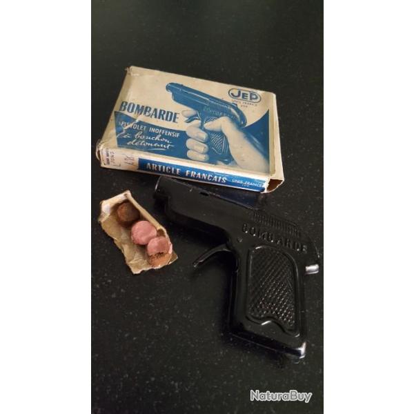 Ancien rare jouet Pistolet � bouchon d�tonant t�le BOMBARDE JEP Ann�es 50