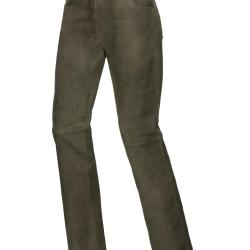 Pantalon dame en cuir de buffle (Couleur: Oliv, Taille: 40)