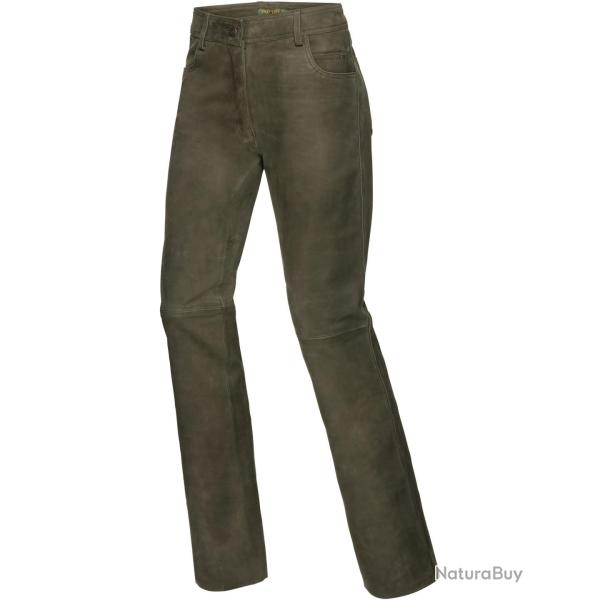 Pantalon dame en cuir de buffle Couleur Oliv