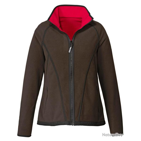 Veste polaire dame Kanu brune/rouge (Couleur: Brune/rouge, Taille: XXL)
