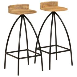 Lot de deux tabourets de bar design chaise si&egrave;ge bois de manguier massif 1202166