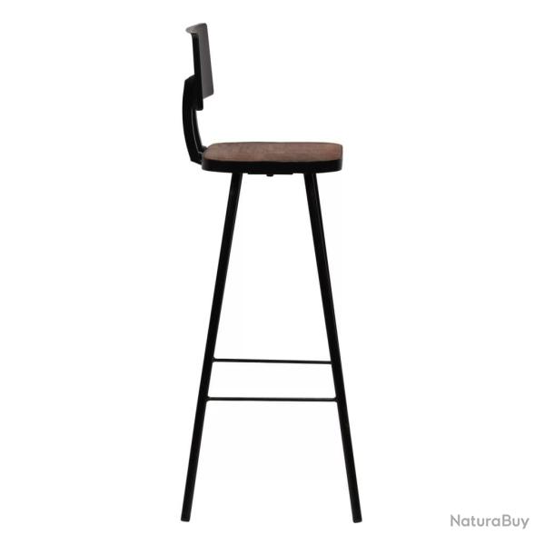 Lot de quatre tabourets de bar design chaise si�ge bois massif de r�cup�ration marron fonc� 1202184