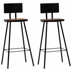 Lot de deux tabourets de bar design chaise si&egrave;ge bois massif de r&eacute;cup&eacute;ration marron fonc&eacute; 1202188