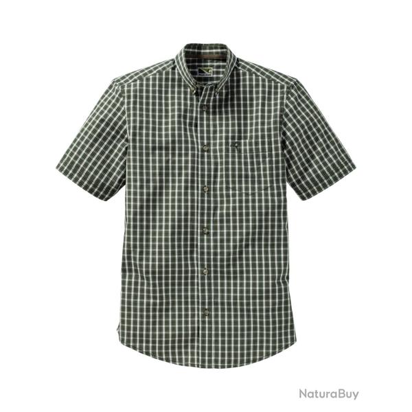 Chemise � manches courtes � carreaux Oxford (Couleur: Olive, Taille: 3XL)