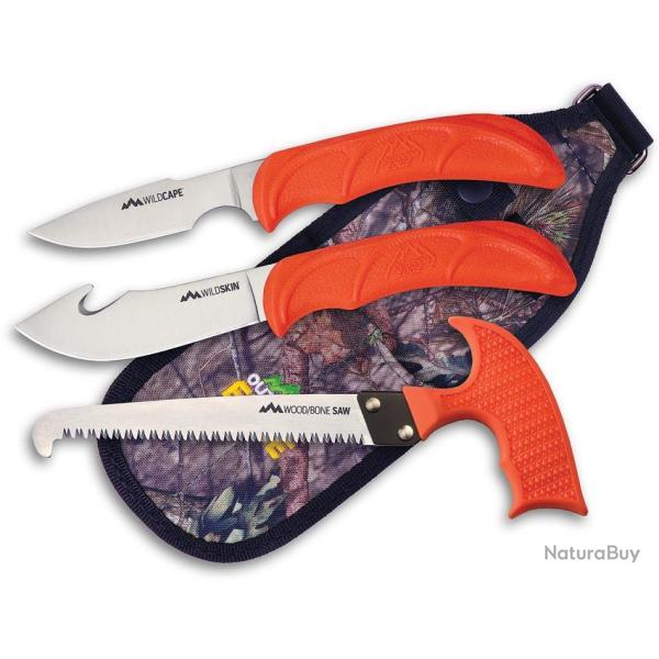 Couteau Outdoor Edge Wild Guide Field Dressing Kit Scie D�peceur Skinner Etui Camo OEWG10C