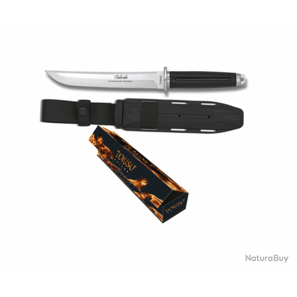 Couteau Sabre Tokisu Takeda Samurai Tanto Lame Acier 7Cr17MoV Manche Rubber Etui Plastic TOK32389