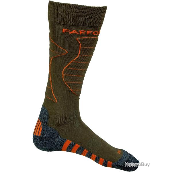 Chaussettes de chasse hautes en laine merinos Allround 2 (Couleur: Kaki, Taille: 36-38)