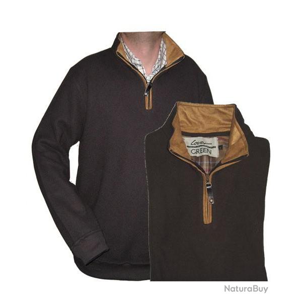 SWEAT COL ZIPPE CHOCOLAT