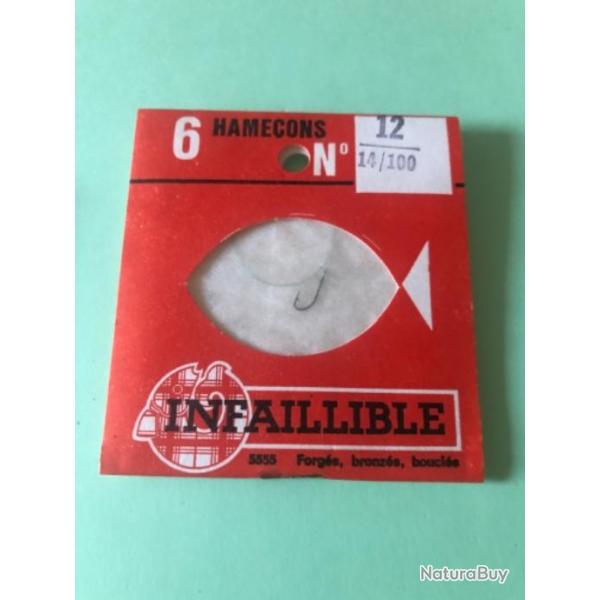 1 pochette hame�on mont� . 5555. Infaillible 12/14 .incompl�te  p�che ancien collection