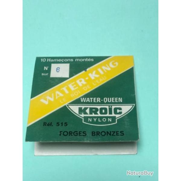 1 pochette hame�on mont� . Water king mustad  515 n 6 . compl�te  p�che ancien collection