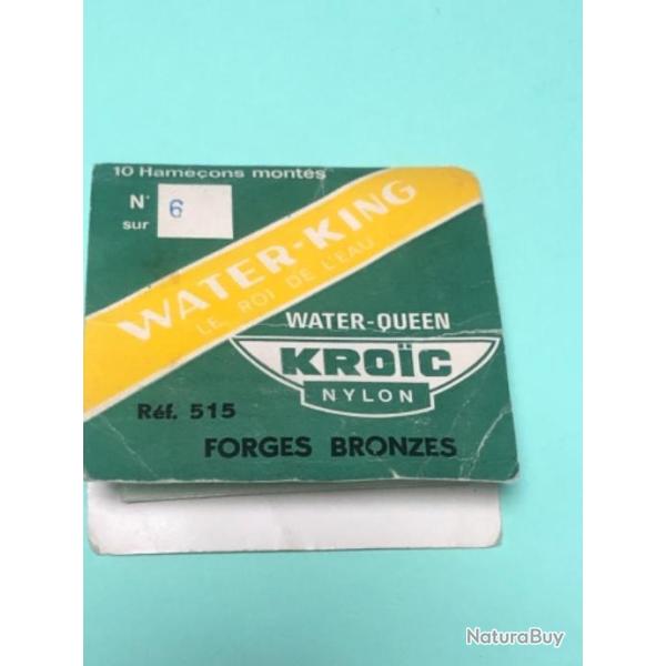 1 pochette hame�on mont� . Water king mustad  515 n 6 . Incompl�te  p�che ancien collection