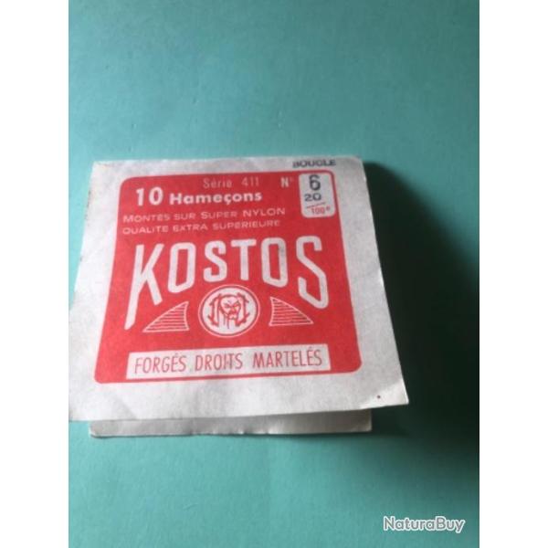 1 pochette hameon mont . Kostos  6/20 .incomplte  pche ancien collection