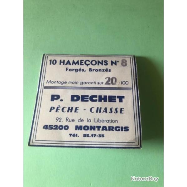 1 pochette hame�on mont� . Dechet   8/20 .incompl�te  p�che ancien collection