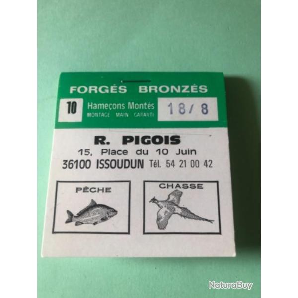 1 pochette hame�on mont� . Pigois   18/8 .incompl�te  p�che ancien collection
