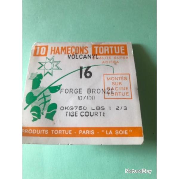 1 pochette hame�on mont� . Tortue 16/10 .incompl�te  p�che ancien collection