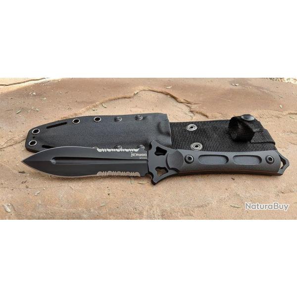 Couteau Dague Krudo MANIKOMIO Lame Acier 9Cr18MoV Manche G-10 Etui Kydex SNG910