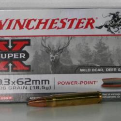 MUNITIONS WINCHESTER POWER POINT 286GR CAL. 9.3X62 X20