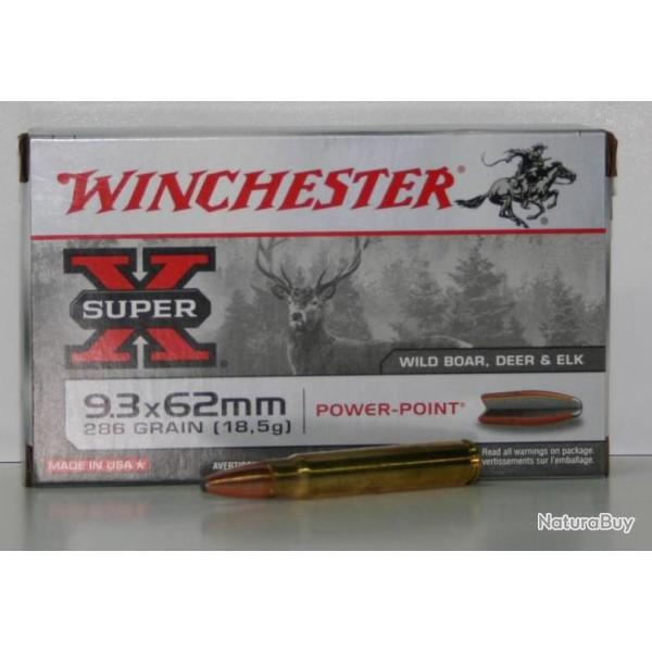 MUNITIONS WINCHESTER POWER POINT 286GR CAL. 9.3X62 X20