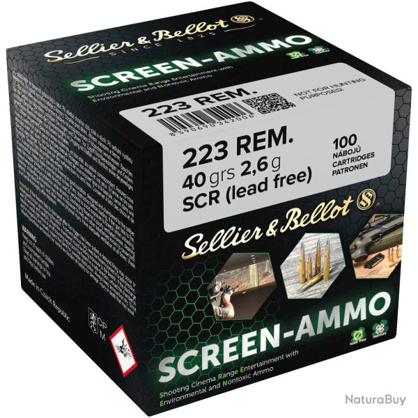 Cartouches cin� tir Screen-Ammo .223 Rem. SCR Zink 40grs.