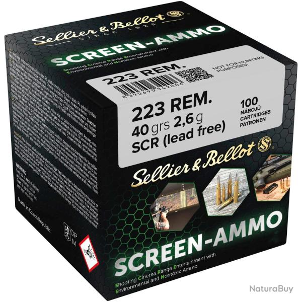 Cartouches cin� tir Screen-Ammo .223 Rem. SCR Zink 40grs.