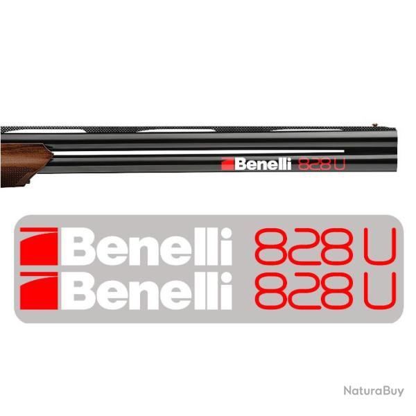 2x Benelli 828U Vinyle Autocollant pour canon. Taille 180x18mm. 828U rouge