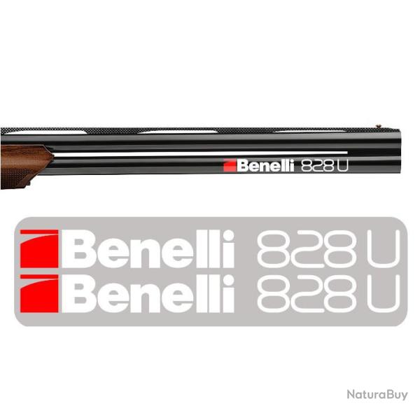 2x Benelli 828U Vinyle Autocollant pour canon. Taille 180x18mm. 828U blanc