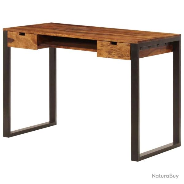 Bureau table meuble travail informatique 110 cm bois solide et acier 0502086