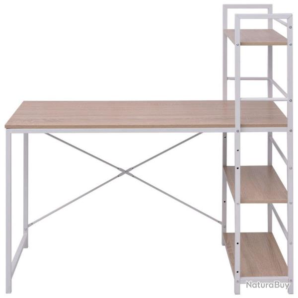 Bureau table meuble travail informatique avec biblioth�que � 4 niveaux ch�ne 0502090