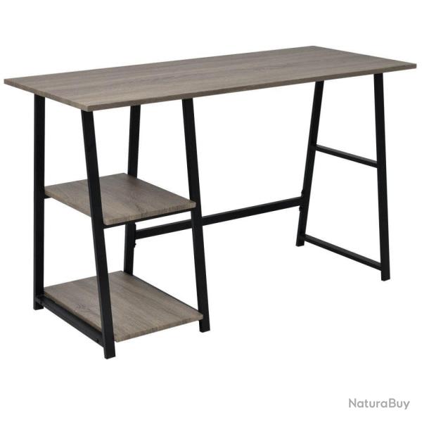 Bureau table meuble travail informatiqueavec 2 �tag�res gris et ch�ne 0502078