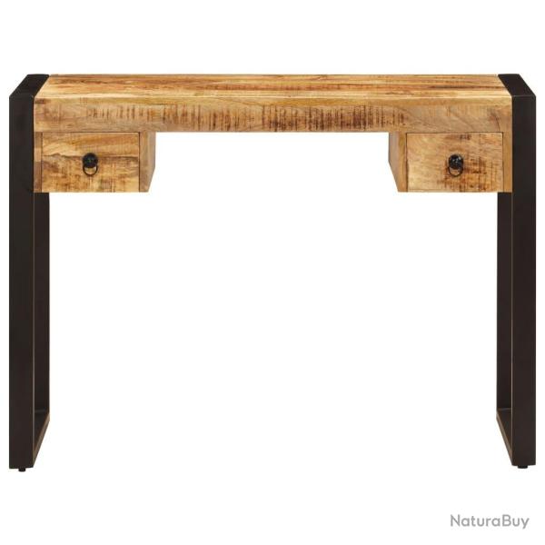 Bureau table meuble travail informatique avec 2 tiroirs 110 cm bois solide de manguier 0502080
