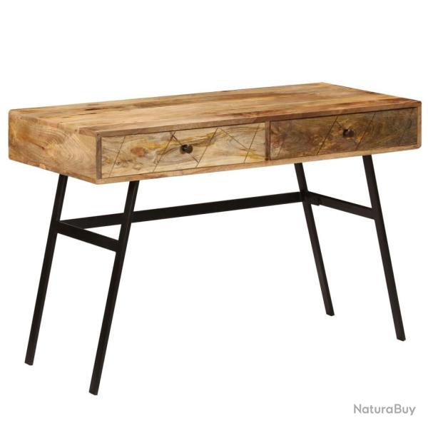 Bureau table meuble travail informatique avec tiroirs bois solide de manguier 110 cm 0502134