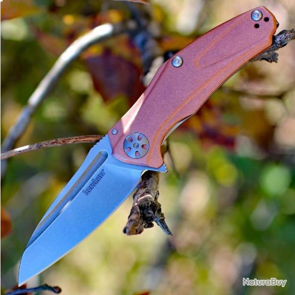 Couteau Kershaw Natrix Copper Lame Acier D2 Manche Cuivre Sub-Frame Clip KS7006CU