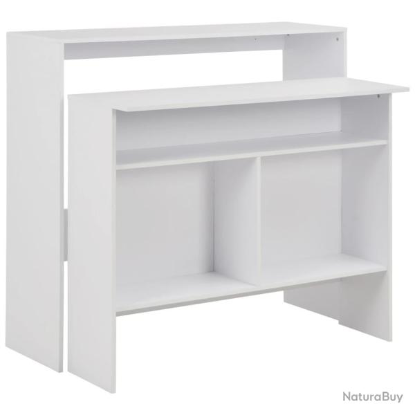Table haute mange debout bar bistrot avec 2 dessus de table blanc 130 cm 0902036
