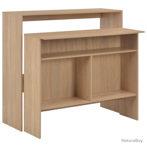 Table haute mange debout bar bistrot avec 2 dessus de table ch�ne 130 cm marron 0902038