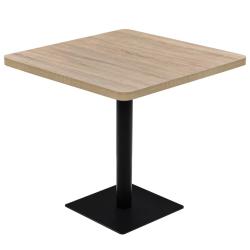 Table haute mange debout bar bistrot MDF et acier carr&eacute; 80 x 80 cm ch&ecirc;ne beige 0902108