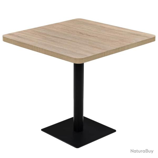 Table haute mange debout bar bistrot MDF et acier carr� 80 x 80 cm ch�ne beige 0902108