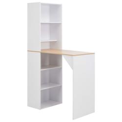 Table haute mange debout bar bistrot avec armoire blanc 200 cm 0902041