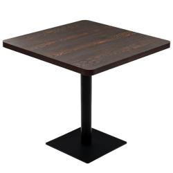 Table haute mange debout bar bistrot MDF et acier carr&eacute; 80 x 80 cm fr&ecirc;ne fonc&eacute; marron 0902107
