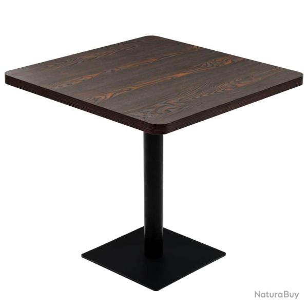 Table haute mange debout bar bistrot MDF et acier carr� 80 x 80 cm fr�ne fonc� marron 0902107