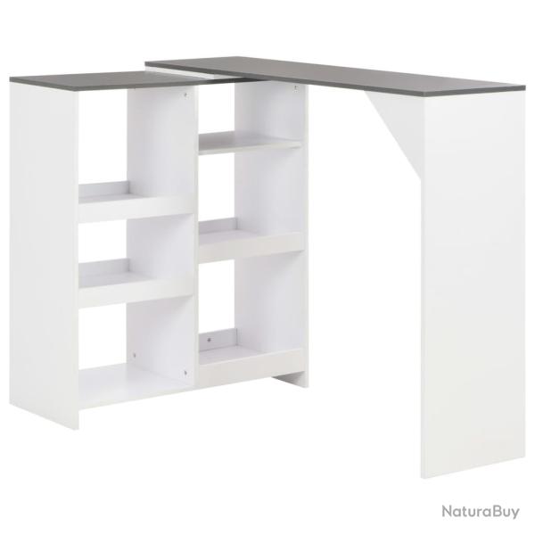 Table haute mange debout bar bistrot avec tablette amovible blanc 138 cm 0902047