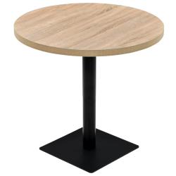 Table haute mange debout bar bistrot MDF et acier rond 80 cm ch&ecirc;ne marron 0902111