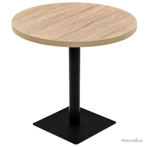 Table haute mange debout bar bistrot MDF et acier rond 80 cm chne marron 0902111